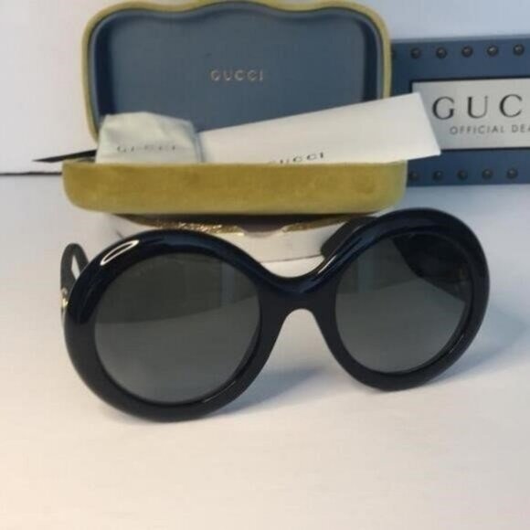 Authentic New Gucci Black GG0101S Round Gradient Sunglasses - Picture 4 of 14